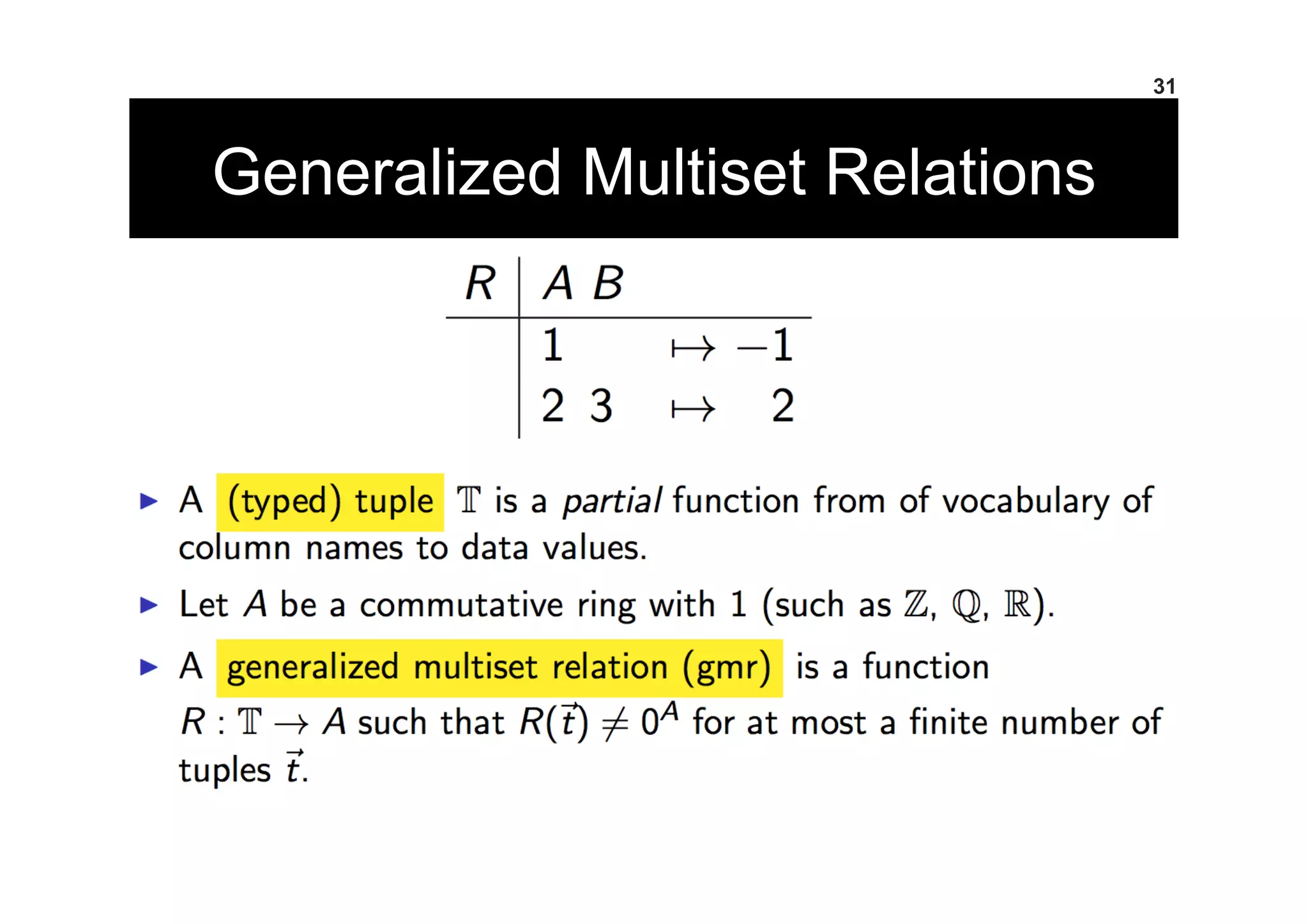 Generalized Multiset Relations
31
 