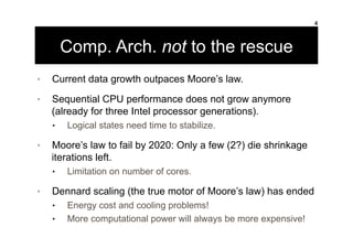 Comp. Arch. not to the rescue
•  Current data growth outpaces Moore’s law.
•  Sequential CPU performance does not grow any...