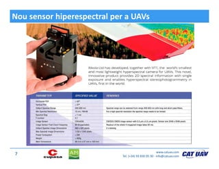 Nou sensor hiperespectral per a UAVs 
www.catuav.com
Tel. (+34) 93 830 05 30 ∙ info@catuav.com
7
 