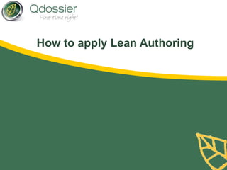 How to apply Lean Authoring
 