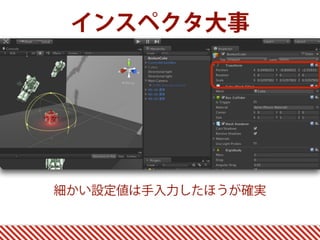 インスペクタ大事
細かい設定値は手入力したほうが確実
 