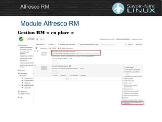 Alfresco RM
Module Alfresco RM
Gestion RM « en place »
 