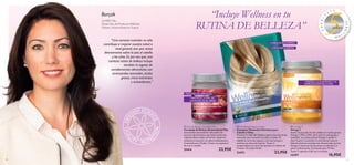20 21
 Omega 3
Omega 3
Aceite de pescado de alta calidad con ácidos grasos
Omega 3, EPA y DHA, para sentirte más guapa y
saludable. Los ácidos grasos Omega 3 ayudan a
alisar la piel y a aumentar su hidratación natural.
Además diversos estudios han demostrado que los
Omega 3 refuerzan las funciones cerebrales y la
salud cardiovascular. Contenido para 30 días.
Tomar 2 cápsulas al día con la comida.
15397 16,95€


 Hair & Nail NutriComplex
Complejo Vitamínico Nutritivo para
Cabello y Uñas
Previene la caída del cabello y aporta los nutrientes
esenciales que necesitan las uñas y el pelo. Tu
cabello se verá más espeso y con más cuerpo y
sentirás tus uñas más fuertes. Tomar 2
comprimidos una vez al día durante un mínimo de
3 meses. 42 comprimidos.
23473 23,95€

• REDUCE LAS ARRUGAS
• CABELLO MÁS ESPESO
• UÑAS MÁS FUERTES
• PROTEGE LA PIEL DE
LOS RADICALES LIBRES
• MEJORA LA SUAVIDAD Y LA
HIDRATACIÓN DE LA PIEL
“Incluye Wellness en tu
RUTINA DE BELLEZA”
Burçak
ULMÉR, MSc,
Desarrollo de ProductoWellness
Global y Nutricionista en Suecia.
“Una correcta nutrición no sólo
contribuye a mejorar nuestra salud a
nivel general,sino que actúa
directamente sobre la piel,el cabello
y las uñas.Es por eso que,una
correcta rutina de belleza incluye
también la ingesta de
complementos alimenticios con
aminoácidos esenciales,ácidos
grasos,micro-nutrientes
y antioxidantes.”
 Swedish Beauty Complex Plus
Complejo de Belleza Antioxidante Plus
Astaxantina antioxidante reforzada con
extracto de Arándano que lucha contra los
radicales libres desde el interior, mejora la
resistencia muscular y la salud cardiovascular.
Contenido para 30 días. Tomar una cápsula al
día con la comida.
25414 23,95€
555555555
2009–
2
0 1 4
años
555555años
555años
555W E L
L
NESS
 