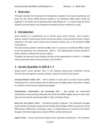 Alcatel-Lucent OmniSwitch 6860/E AOS 8.1.1 Access Guardian and BYOD ...