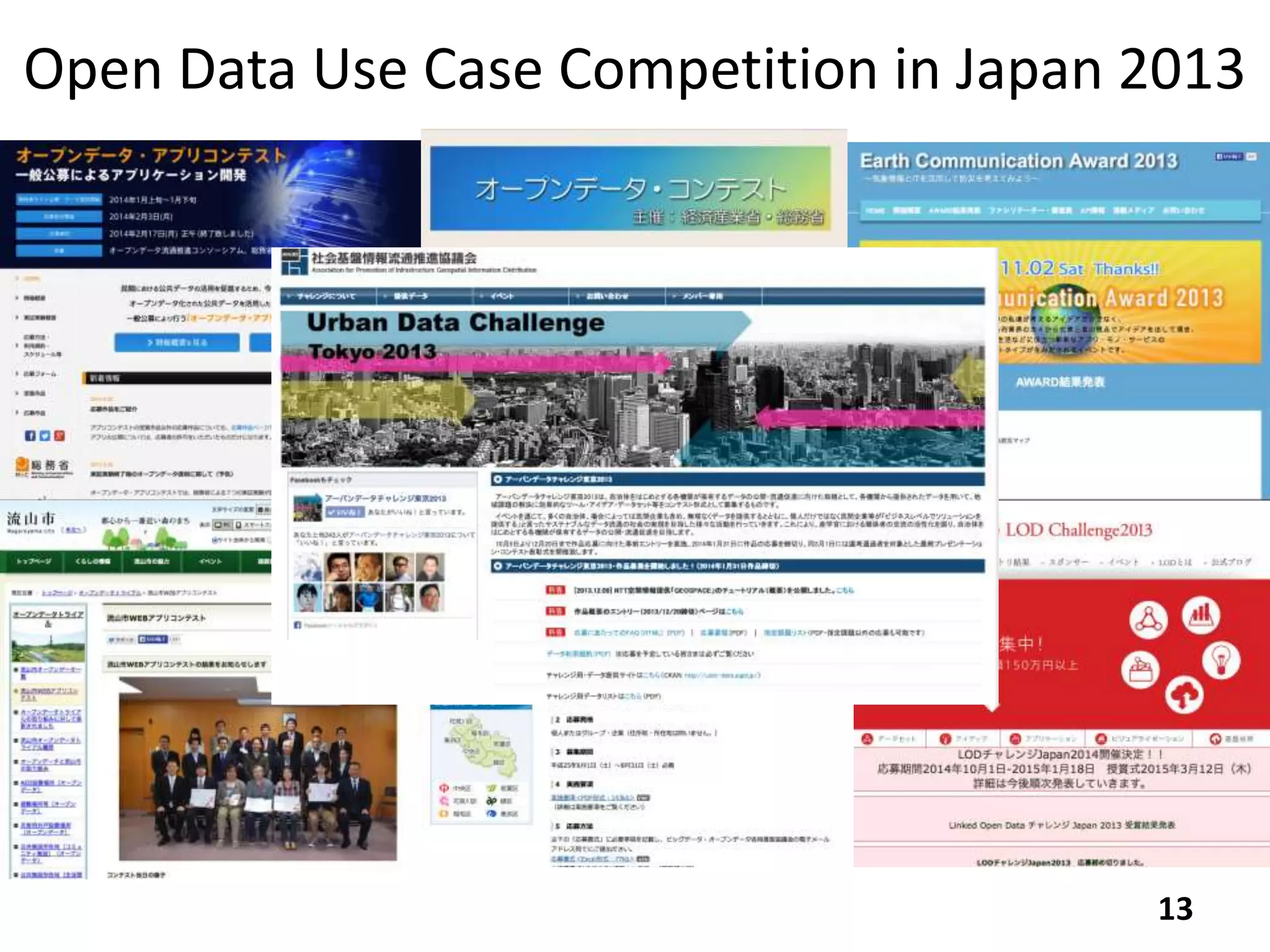 Open Data Use Case Competition in Japan 2013
13
 