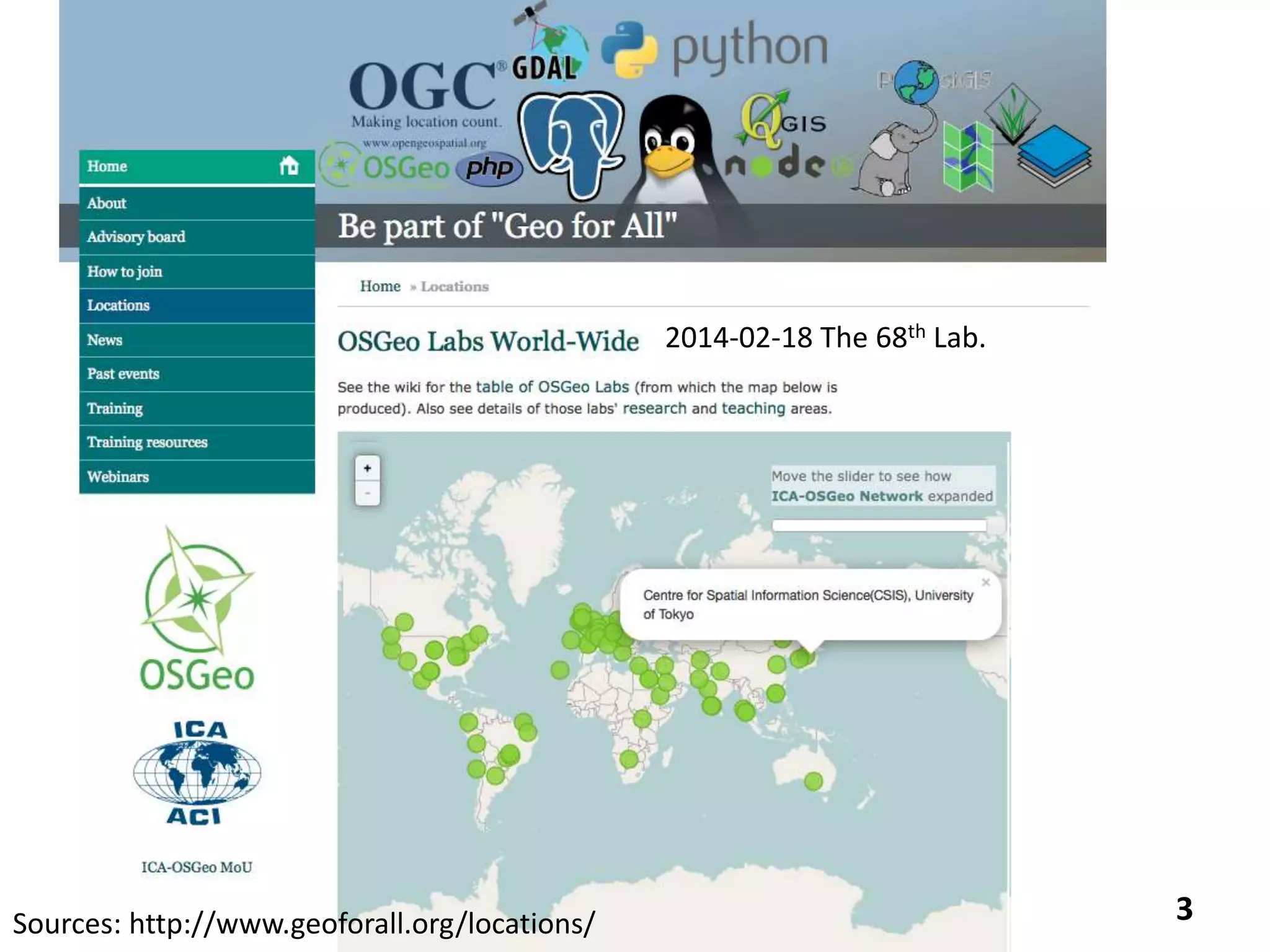 3
2014-02-18 The 68th Lab.
Sources: http://www.geoforall.org/locations/
 