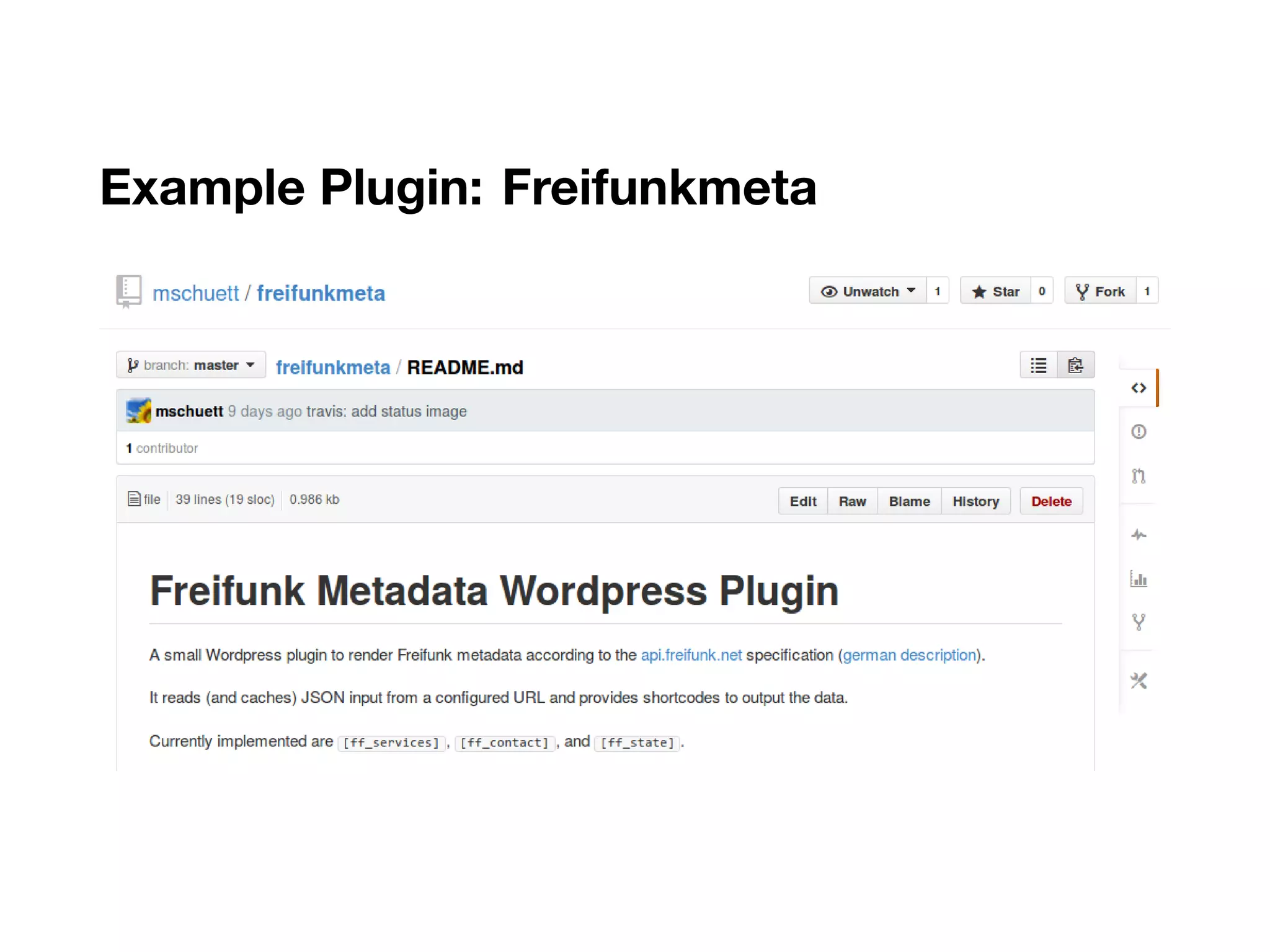 Example Plugin: Freifunkmeta
 