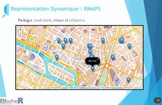 25
25
Représentation Dynamique : RMAPS
Packages leafletR, rMaps et rCharts.
 
