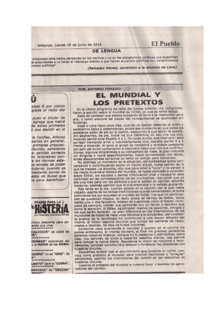 Publicación en el diario El Pueblo, de nuestra columna especial de los jueves.