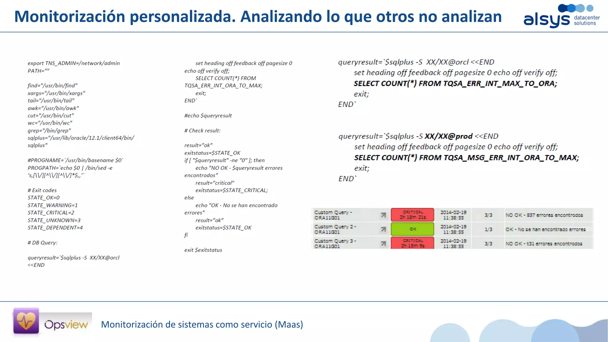 Monitorización de sistemas como servicio (Maas)
Monitorización personalizada. Analizando lo que otros no analizan
 