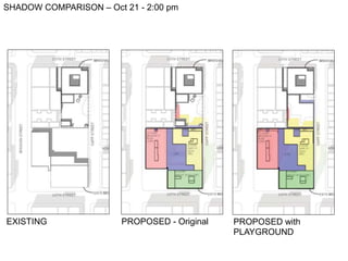 SHADOW COMPARISON – Dec 21 - 2:00 pm
PROPOSED - Original PROPOSED with
PLAYGROUND
EXISTING
 