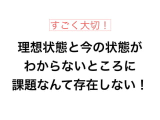 理想状態と今の状態が
わからないところに
課題なんて存在しない！
すごく大切！
 