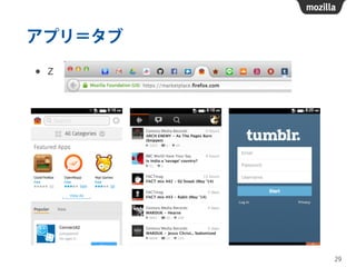 アプリ＝タブ
• z
29
 