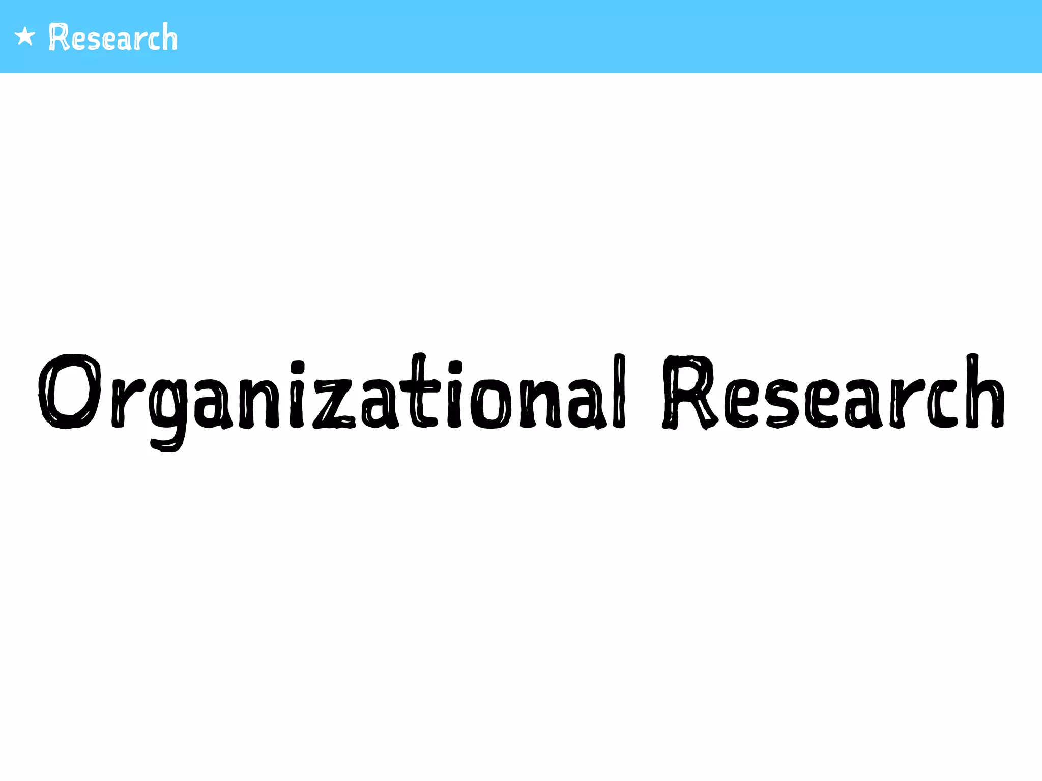Organizational Research
1 Research
 