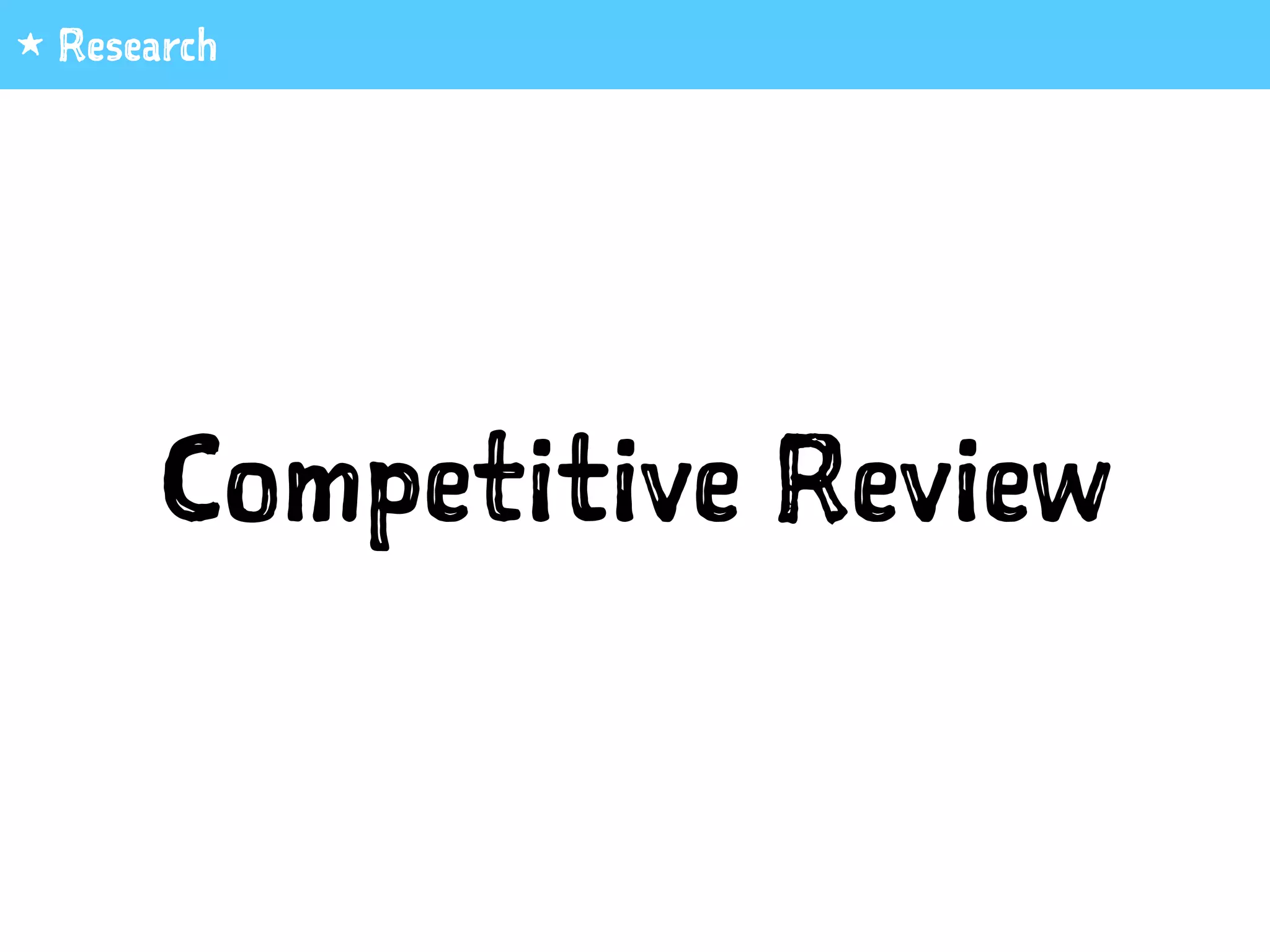 Competitive Review
1 Research
 