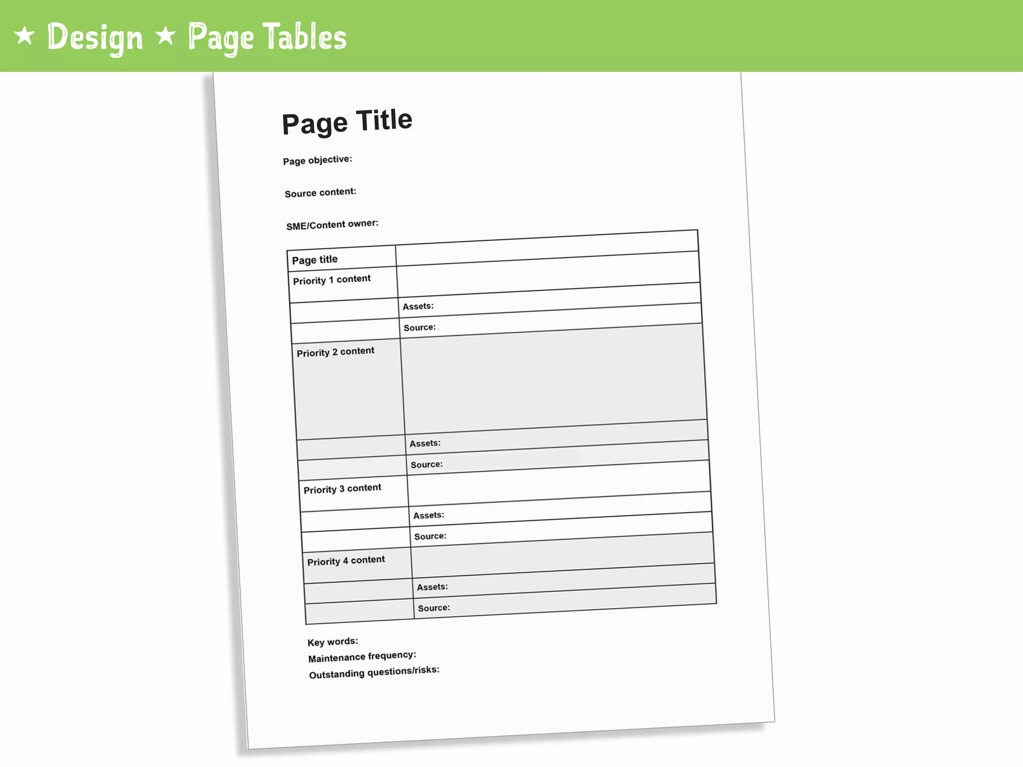 1 Design 1 Page Tables
Page Title
 