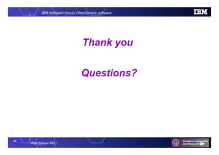 57
WebSphere MQ
IBM Software Group | WebSphere software
Questions?
Thank you
 