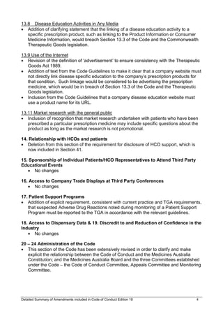 The Medicines Australia Code of Conduct : Summary of the changes ...