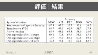 評価| 結果 
2014/7/3 文献紹介 47 
 