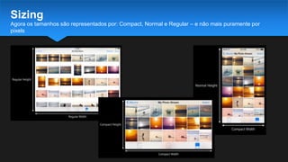 Agora os tamanhos são representados por: Compact, Normal e Regular – e não mais puramente por
pixels
Sizing
 