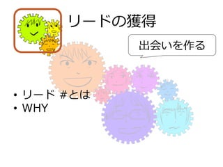 リードの獲得
•  リード  #とは
•  WHY
出会いを作る
 