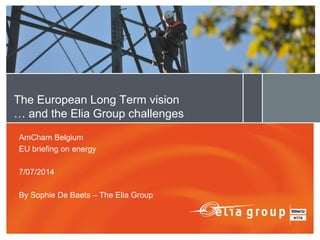 The European Long Term vision
… and the Elia Group challenges
AmCham Belgium
EU briefing on energy
7/07/2014
By Sophie De Baets – The Elia Group
 