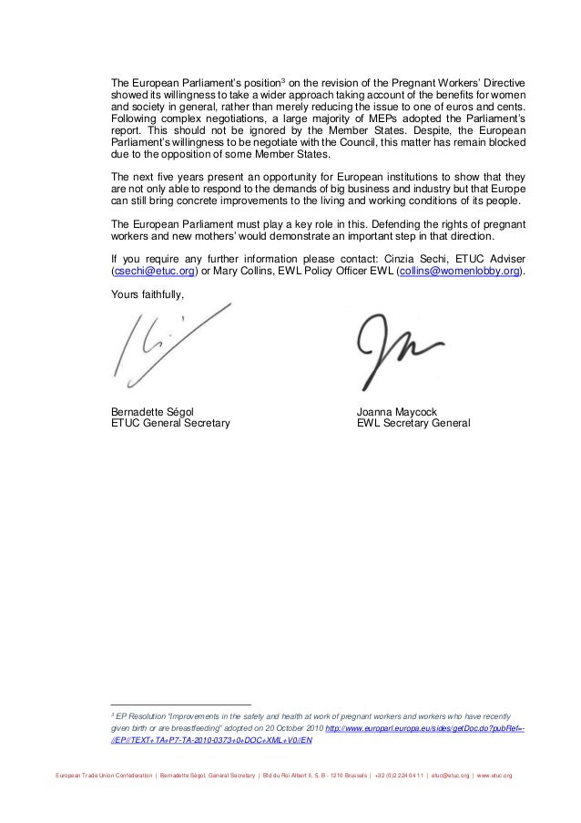 maternity letter for work