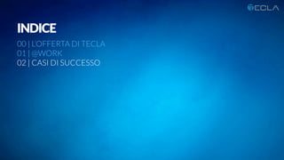 INDICE
00 | L’OFFERTA DI TECLA
01 | @WORK
02 | CASI DI SUCCESSO









 