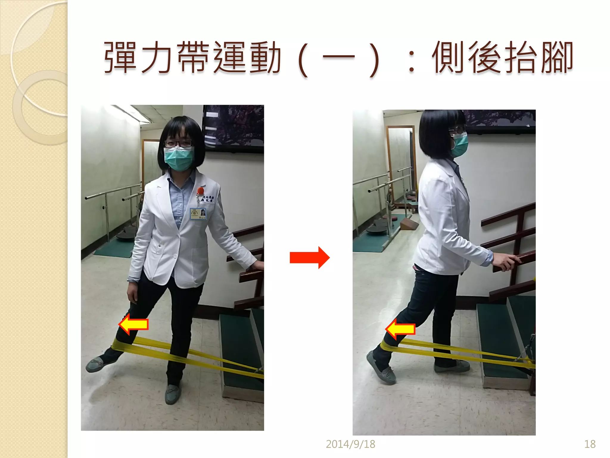 彈力帶運動（一）：側後抬腳 
2014/9/18 
18 
 