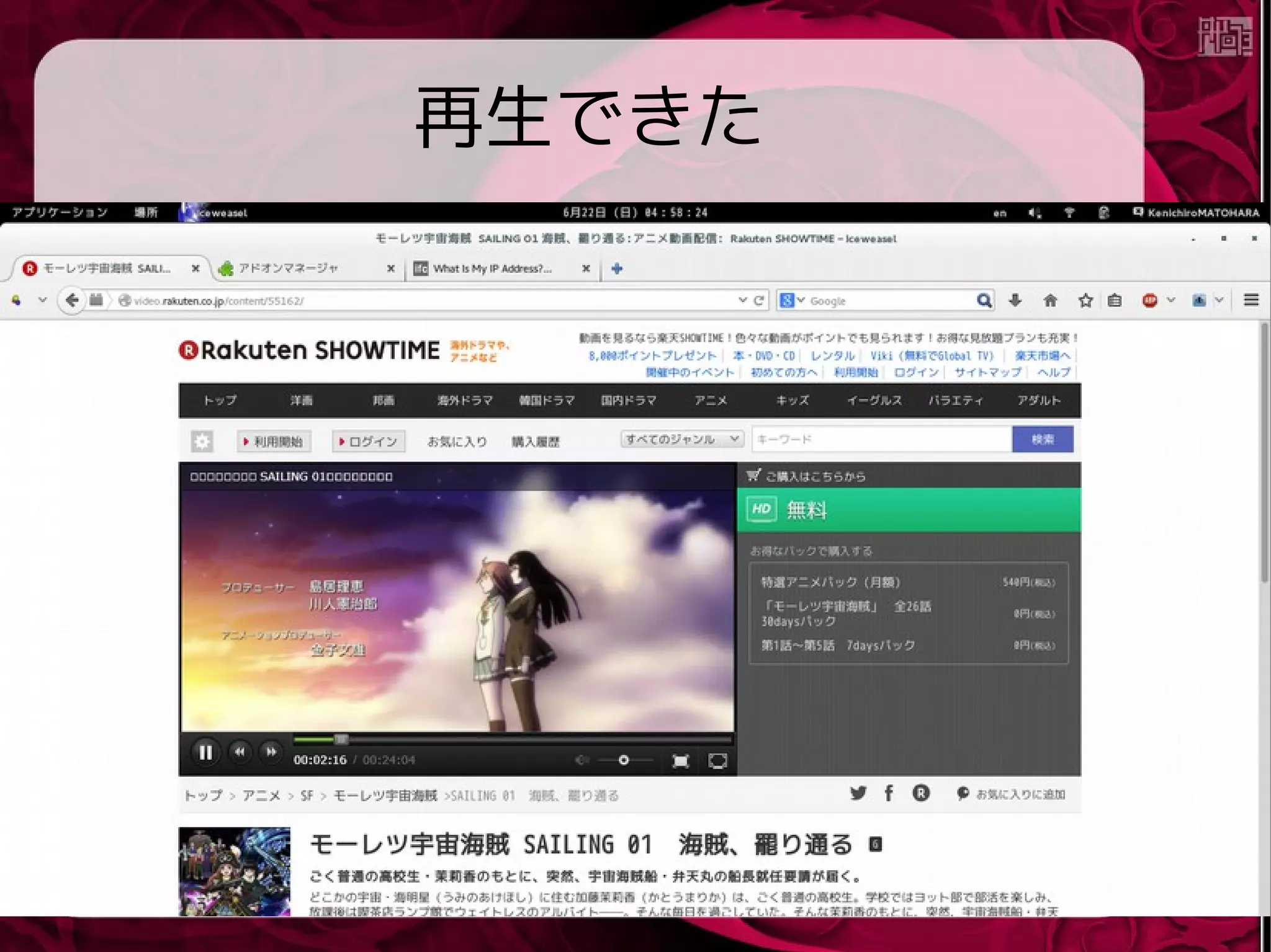 問題点
● 映像と音のズレ
● サブディスプレイで再生されない?
プライマリ側
再生されている
セカンダリ側
ウィンドウを移動した時の
再生画面で止まっている
 