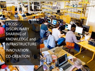 CROSS-­‐
DISCIPLINARY	
  
SHARING	
  of	
  
KNOWLEDGE	
  and	
  
INFRASTRUCTURE	
  
INNOVATION	
  
CO-­‐CREATION	
  
	
  
	
  
 