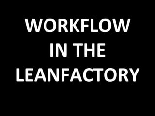 WORKFLOW	
  
IN	
  THE	
  
LEANFACTORY	
  
 
