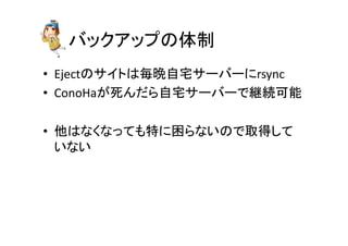 Хååפ	
?? EjectΥȤϚլ`Щ`rsync	
 ?
?? ConoHaլ`Щ`Ǿ@A	
 ?
?? ϤʤʤäƤؤʤΤȡä
ʤ	
 