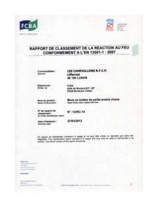RAINBOW by ECS-3.COM: norms -rapport classement feu mars 2012