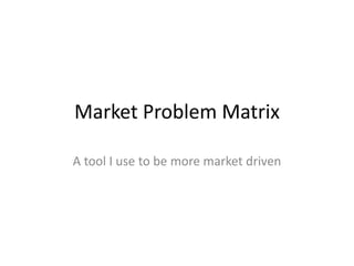 Market Problem Matrix
A tool I use to be more market driven
 