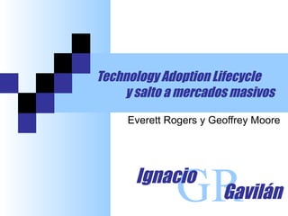 Technology Adoption Lifecycle
y salto a mercados masivos
Everett Rogers y Geoffrey Moore
GRIgnacio
Gavilán
 