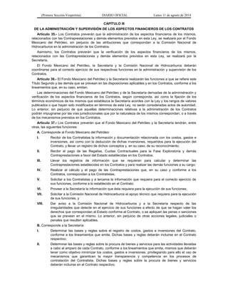 (Primera Sección-Vespertina) DIARIO OFICIAL Lunes 11 de agosto de 2014 
CAPÍTULO III 
DE LA ADMINISTRACIÓN Y SUPERVISIÓN D...