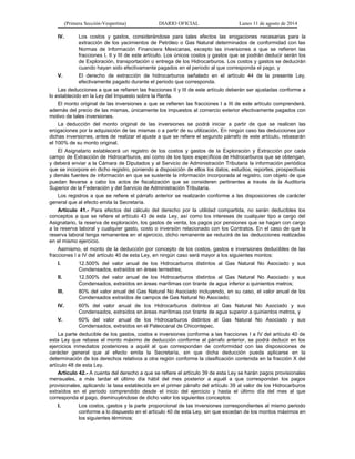 (Primera Sección-Vespertina) DIARIO OFICIAL Lunes 11 de agosto de 2014 
IV. Los costos y gastos, considerándose para tales...