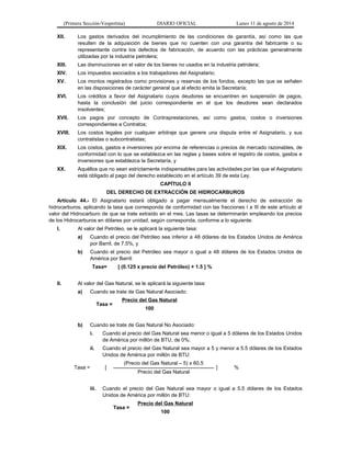 (Primera Sección-Vespertina) DIARIO OFICIAL Lunes 11 de agosto de 2014 
XII. Los gastos derivados del incumplimiento de la...