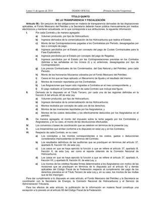 Lunes 11 de agosto de 2014 DIARIO OFICIAL (Primera Sección-Vespertina) 
TÍTULO QUINTO 
DE LA TRANSPARENCIA Y FISCALIZACIÓN...