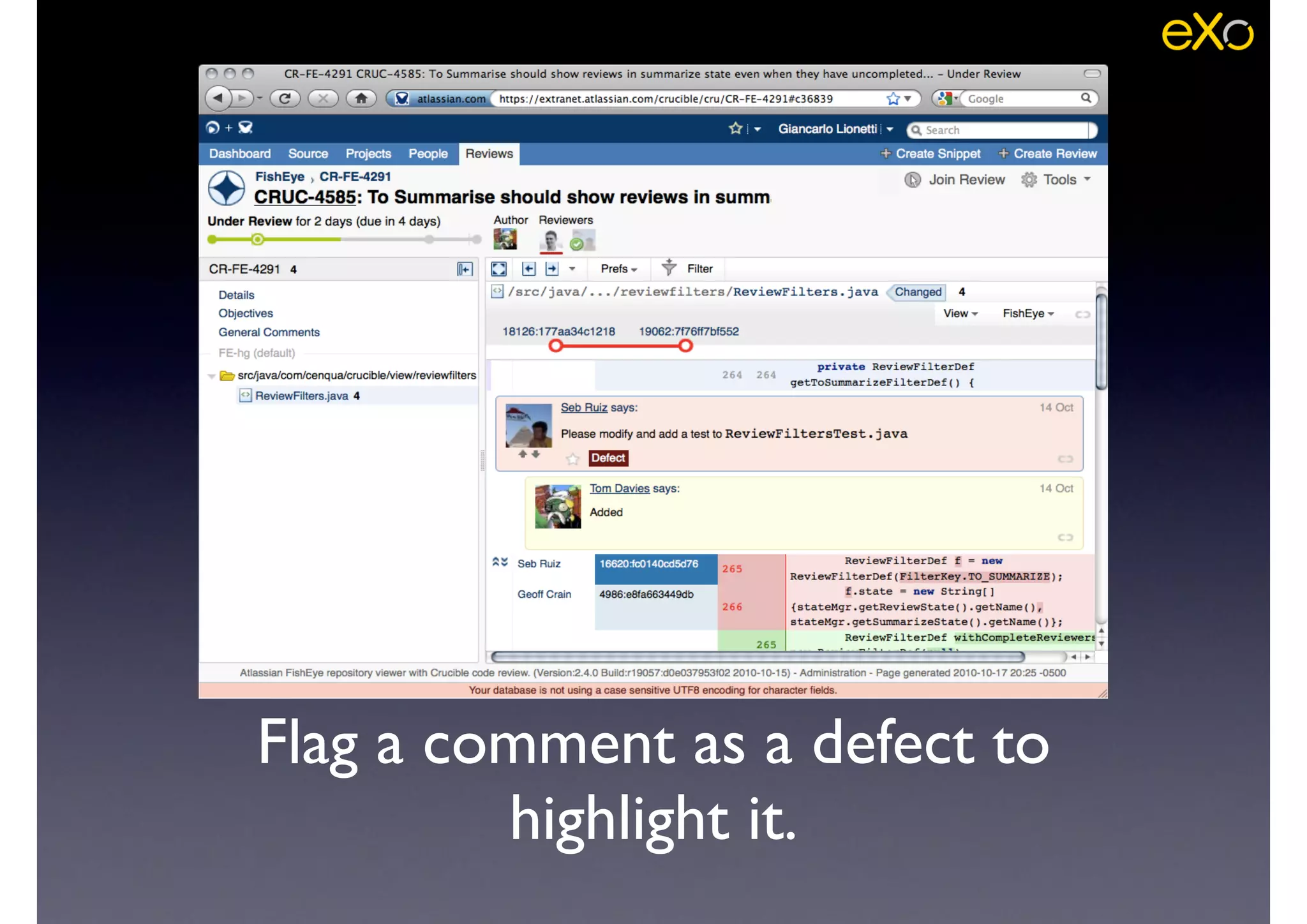 Flag a comment as a defect to
highlight it.
 
