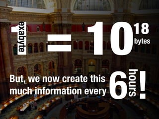 1 = 10bytes
18
exabyte
6 !
hours
But, we now create this
much information every
 