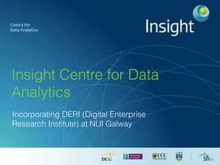 Insight Centre for Data
Analytics
Incorporating DERI (Digital Enterprise
Research Institute) at NUI Galway
 