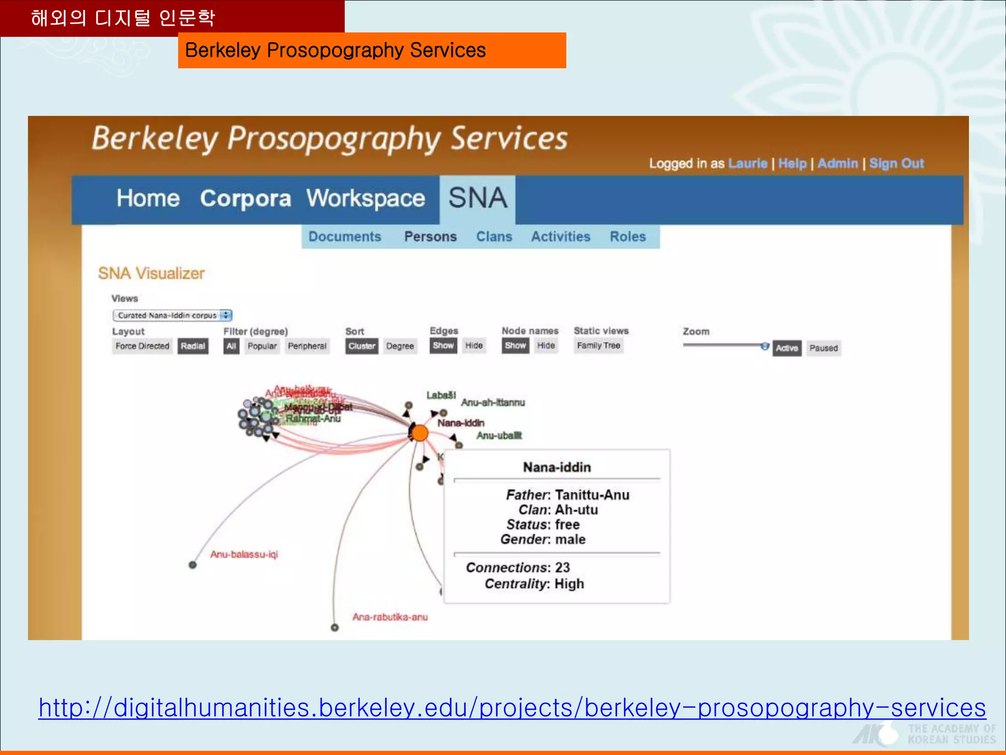 Berkeley Prosopography Services
해외의 디지털 인문학
http://digitalhumanities.berkeley.edu/projects/berkeley-prosopography-services
 