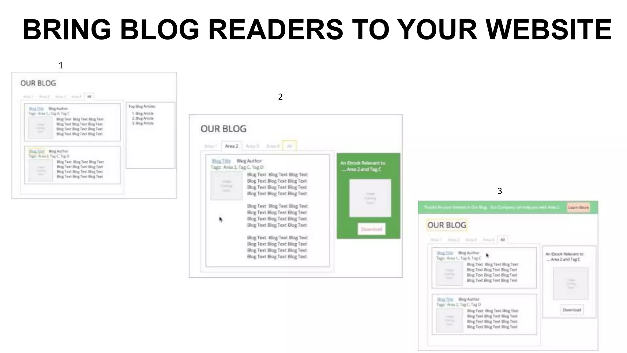 BRING BLOG READERS TO YOUR WEBSITE 
1 
2 
3 
 