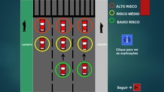 ALTO RISCO 
RISCO MÉDIO 
BAIXO RISCO 
Clique para ver 
as explicações 
canteiro calçada 
Seguir  
 