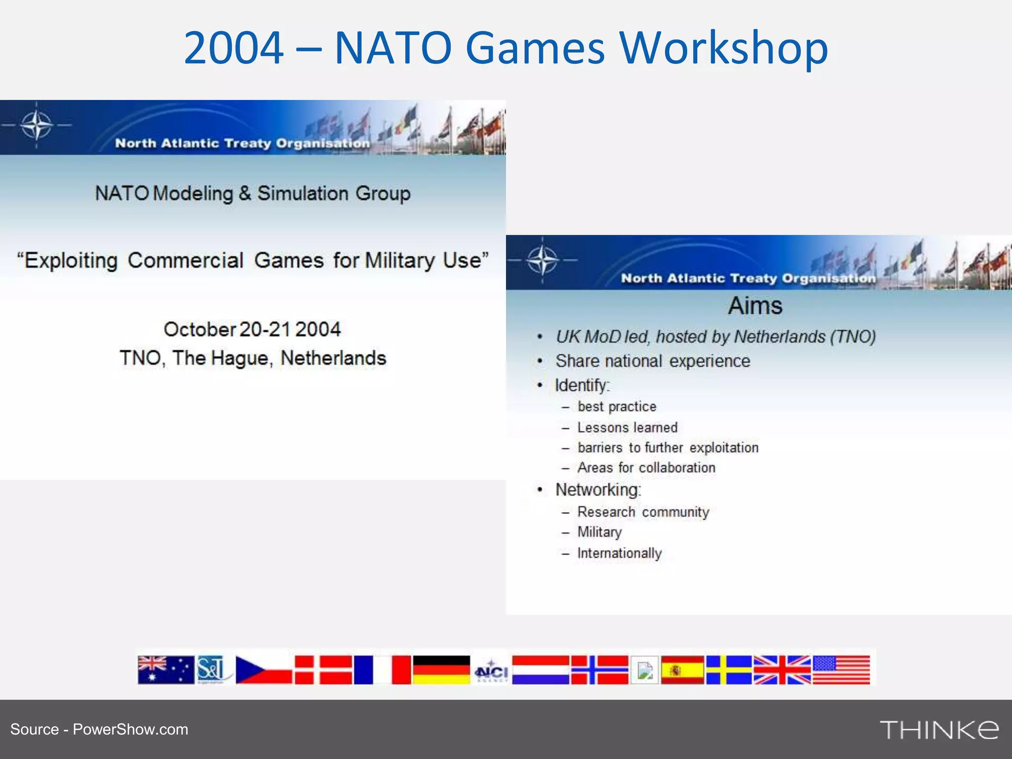 2004 – NATO Games Workshop 
Source - PowerShow.com 
 
