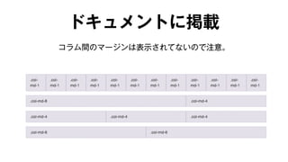 ドキュメントに掲載 
コラム間のマージンは表示されてないので注意。 
 