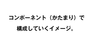 コンポーネント（かたまり）で 
構成していくイメージ。 
 
