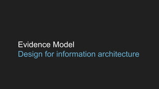 Evidence Model 
Design for information architecture 
 